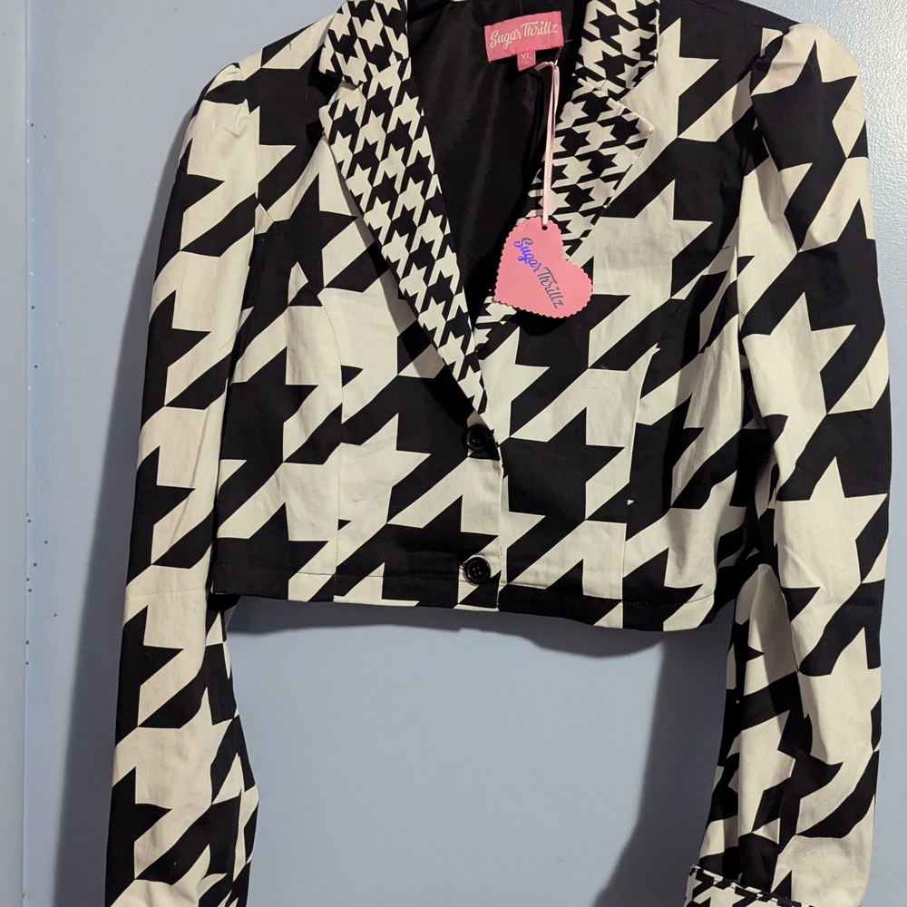 Black and White Houndstooth Women's Jacket